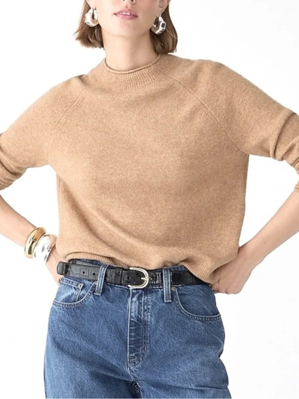 J. Crew Camel Turtleneck-Style Boxy Sweater